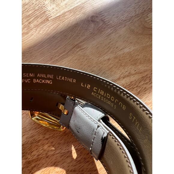 Liz Claiborne Black Leather Gold Buckle Belt Size Small JL - Picture 6 of 11
